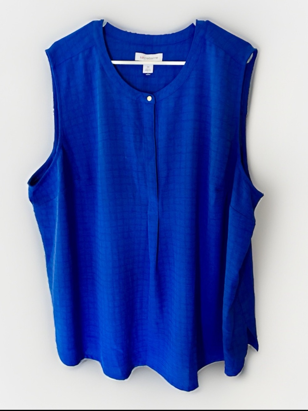 Liz Claiborne Sleeveless Cobalt Blue Button-Accent plus size top